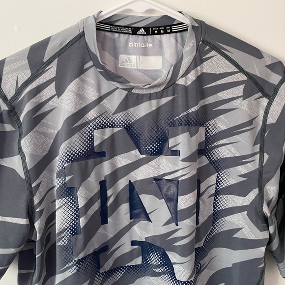 Mens Adidas Notre Dame Climalite Tee - Picture 2 of 5